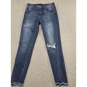 KanCan Jeans‎ Womens Size 25 Distressed Skinny Leg Blue Denim Raw Hem KC8017D